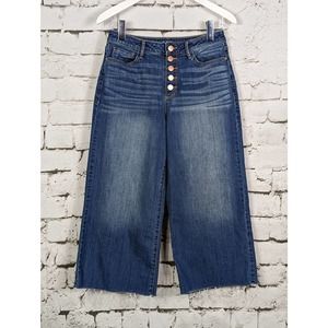 Retro Button-Fly High Rise Wide Leg Crop Stretch Jean